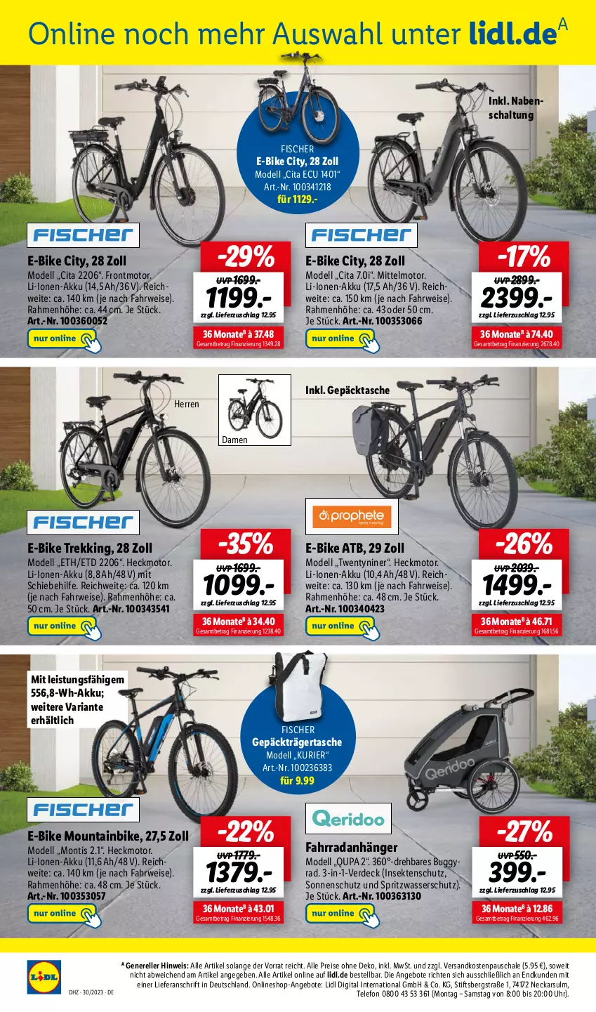 Aktueller Prospekt Lidl - Aktionsprospekt - von 24.07 bis 29.07.2023 - strona 70 - produkty: akku, angebot, angebote, Anhänger, Buggy, dell, E-Bike, eis, elle, erde, Fahrrad, fisch, fische, Fischer, insektenschutz, Mode, Mountainbike, ndk, reis, rel, Ria, rwe, Schal, Schale, sekt, sonnenschutz, Tasche, telefon, Ti, uhr, wasser