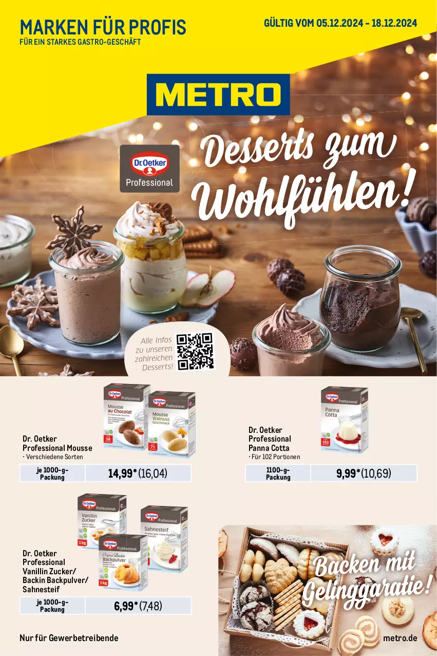 Aktueller Prospekt Metro - Starke Marken Profi - von 05.12 bis 18.12.2024 - strona 1 - produkty: Dr. Oetker, Metro, mousse, panna cotta, sahne, sahnesteif, Ti, zucker