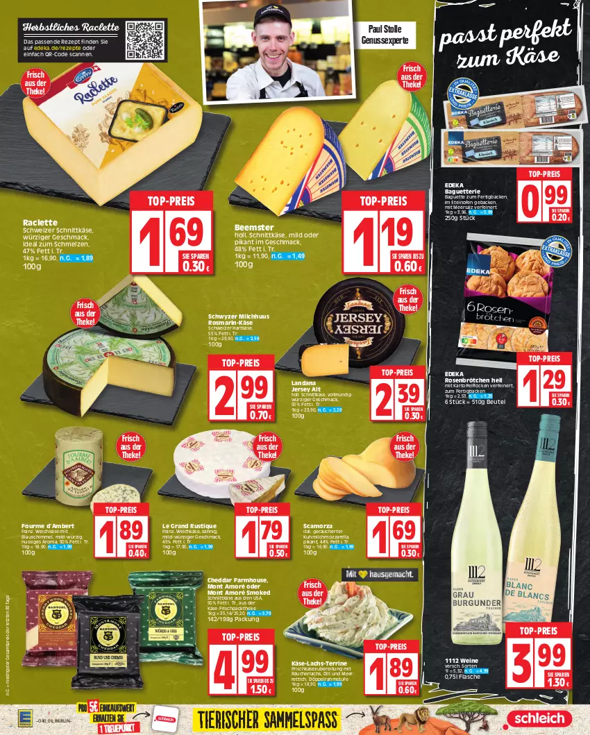 Aktueller Prospekt Edeka - Angebote der Woche - von 02.10 bis 07.10.2023 - strona 6 - produkty: Amber, baguette, Beemster, beutel, brötchen, cheddar, deka, doppelrahmstufe, eis, flasche, frischkäse, frischkäsezubereitung, geback, hartkäse, HP, kartoffel, Käse, lachs, mac, meerrettich, meersalz, milch, mozzarella, nuss, Ofen, Räucherlachs, reis, rel, Rettich, rezept, rezepte, rosen, rosmarin, salz, Scamorza, schnittkäse, schweizer hartkäse, schweizer schnittkäse, steinofen, terrine, Ti, top-preis, weichkäse, wein, weine, ZTE