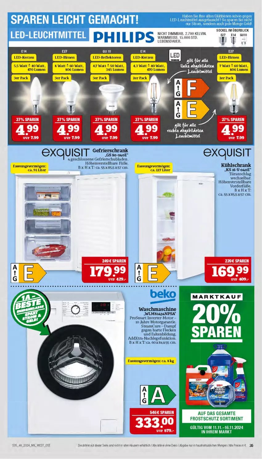 Aktueller Prospekt Marktkauf - Prospekt - von 10.11 bis 16.11.2024 - strona 35 - produkty: auer, beko, Birnen, eis, gefu, kerze, kühlschrank, LED-Kerze, leuchtmittel, reis, Schrank, schubladen, tee, Ti, waschmaschine