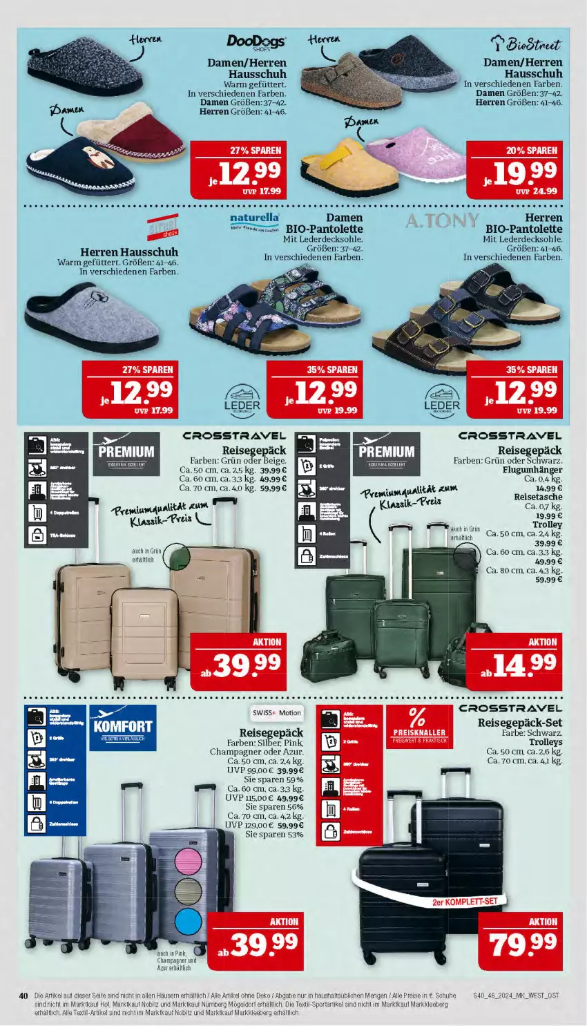 Aktueller Prospekt Marktkauf - Prospekt - von 10.11 bis 16.11.2024 - strona 40 - produkty: bio, champagne, champagner, eis, Heu, natur, Naturella, pantolette, reis, reisetasche, rel, schuhe, Sport, Tasche, tee, Ti, trolley