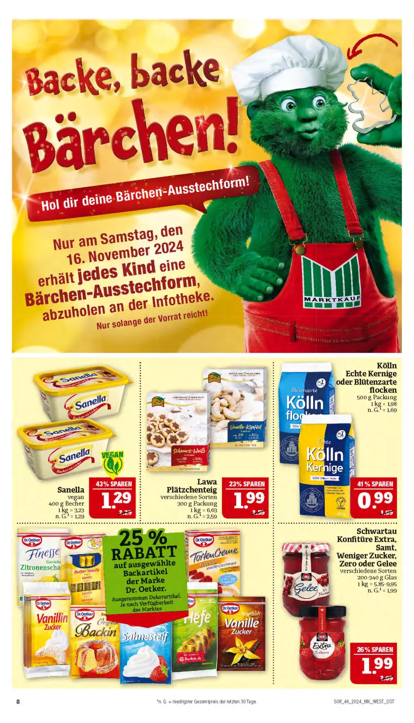 Aktueller Prospekt Marktkauf - Prospekt - von 10.11 bis 16.11.2024 - strona 8 - produkty: Becher, Blüte, droetker, eis, ente, finesse, gelee, kölln, konfitüre, konfitüre extra, Lätzche, reis, Schwartau, ZTE, zucker