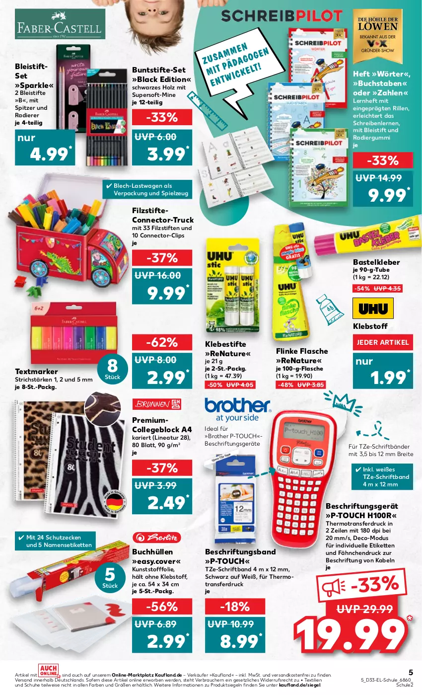 Aktueller Prospekt Kaufland - von 18.08 bis 31.08.2022 - strona 5 - produkty: Bleistift, bleistifte, Brei, brot, brother, buch, buntstifte, collegeblock, eis, elle, erde, flasche, Flinke Flasche, Holz, Kette, kleber, lack, natur, ndk, Radiergummi, Rauch, schuhe, spielzeug, stifte, textmarker, Ti, versandkostenfrei