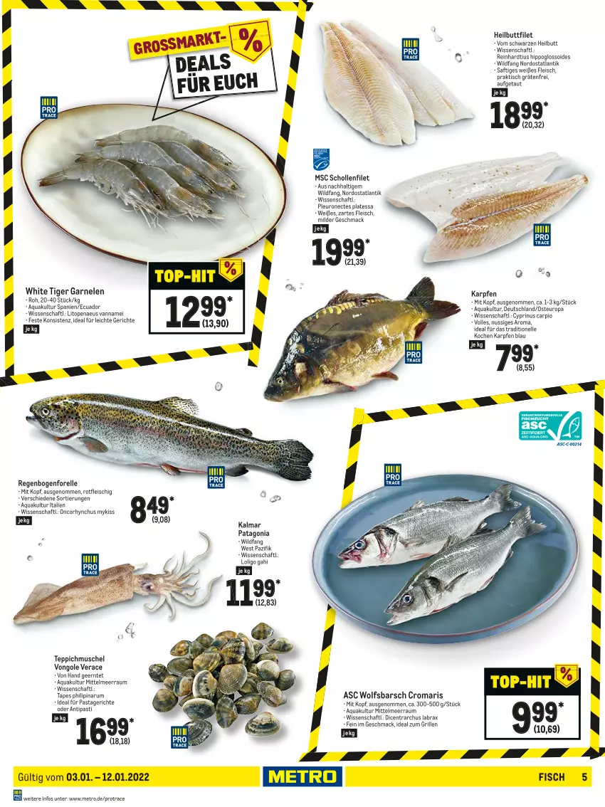 Aktueller Prospekt Metro - Food - von 03.01 bis 12.01.2022 - strona 5 - produkty: antipasti, aqua, asti, eis, elle, filet, fisch, fleisch, forelle, garnelen, grill, Heilbuttfilet, hipp, ideal zum grillen, mac, Metro, nuss, pasta, Pastagericht, rel, rum, saft, scholl, teppich, Ti, tisch, Wild, wolfsbarsch