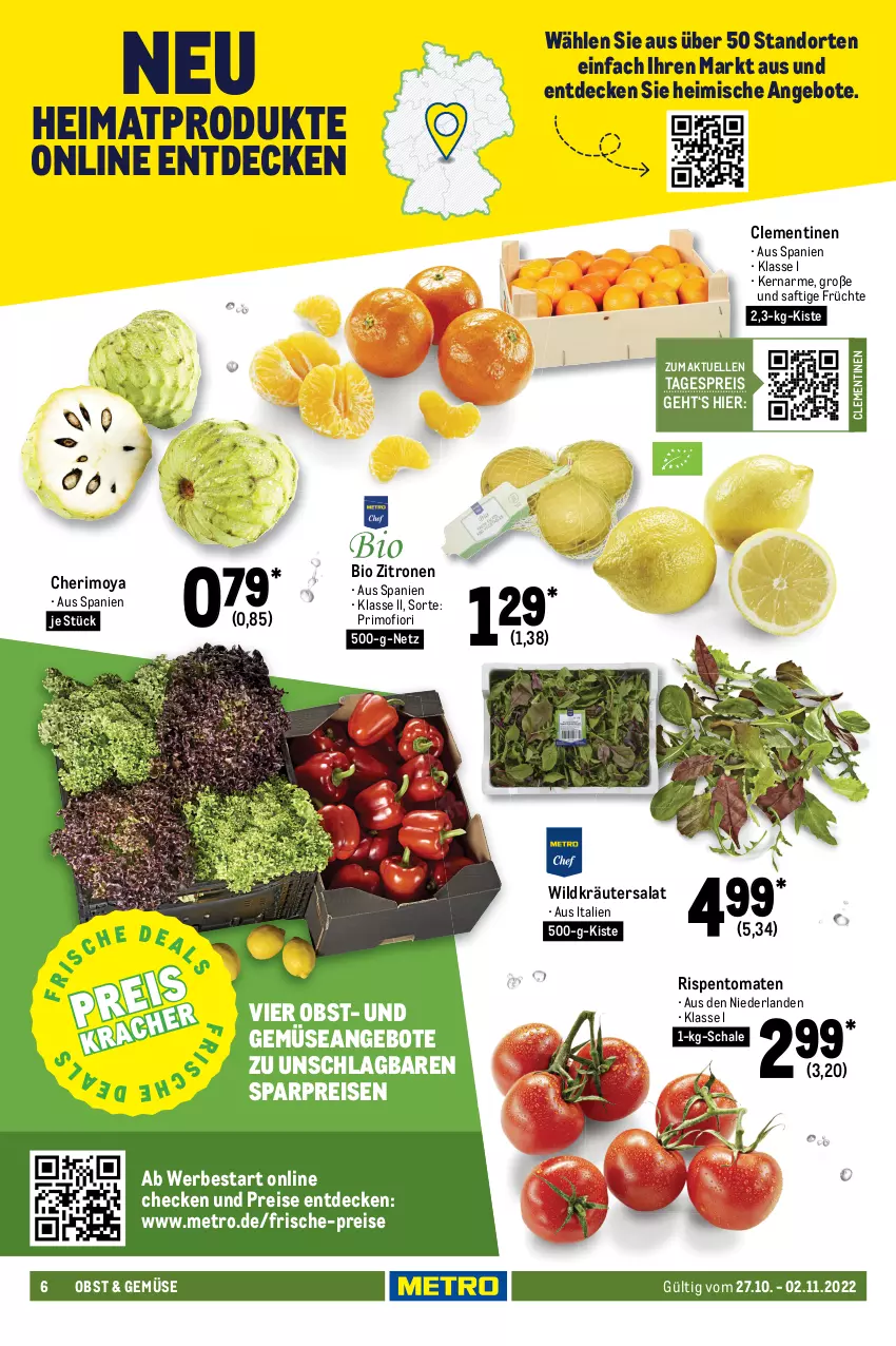 Aktueller Prospekt Metro - Food - von 27.10 bis 02.11.2022 - strona 6 - produkty: angebot, angebote, arla, beutel, bio, clementinen, decke, eis, elle, feinkost, finello, fol epi, frischkäse, früchte, je 250-g-packung, Käse, kräuter, mac, Metro, milch, mozzarella, natur, nuss, obst, Ofen, Ofenkäse, pasta, patros, Reibekäse, reis, rel, rispentomaten, rouge, rougette, saft, salat, Schal, Schale, schnittkäse, Ti, tomate, tomaten, top-hit, und gemüse, Wild, zitrone, zitronen