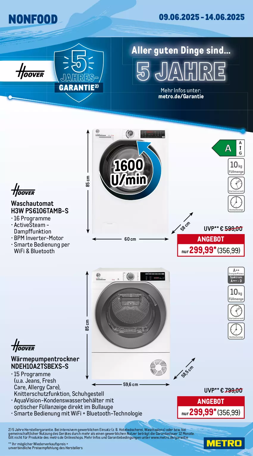 Aktueller Prospekt Metro - Wochen-Angebote - von 09.06 bis 14.06.2025 - strona 16 - produkty: angebot, aqua, auer, auto, backofen, Bau, Behälter, beleuchtung, eis, Elektro, elle, garraum, gefrierschrank, jeans, kochfeld, kühlschrank, Metro, Ofen, Reinigung, reis, rum, Schere, Schrank, Spektrum, teller, Ti, tisch, Trockner, wärmepumpentrockner, wasser