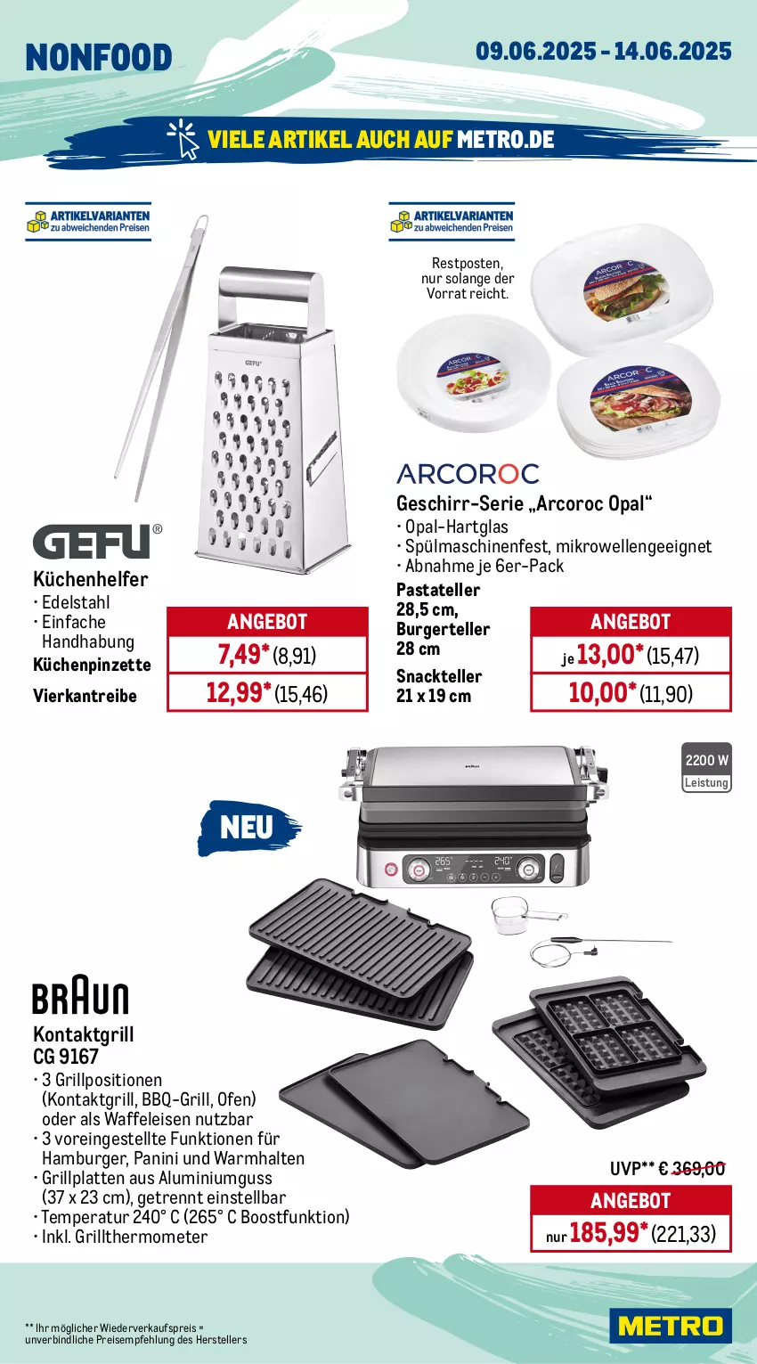 Aktueller Prospekt Metro - Wochen-Angebote - von 09.06 bis 14.06.2025 - strona 18 - produkty: angebot, auto, burger, edelstahl, eis, elle, geschirr, gin, grill, grillplatte, hamburger, kaffee, kaffeevollautomat, kontaktgrill, küche, Küchen, Küchenhelfer, küchenmaschine, latte, LG, Metro, mikrowelle, milch, Ofen, pasta, Pinzette, reis, rwe, schüssel, snack, spülmaschinen, teller, thermometer, Ti, tisch, Waffeleisen, wasser