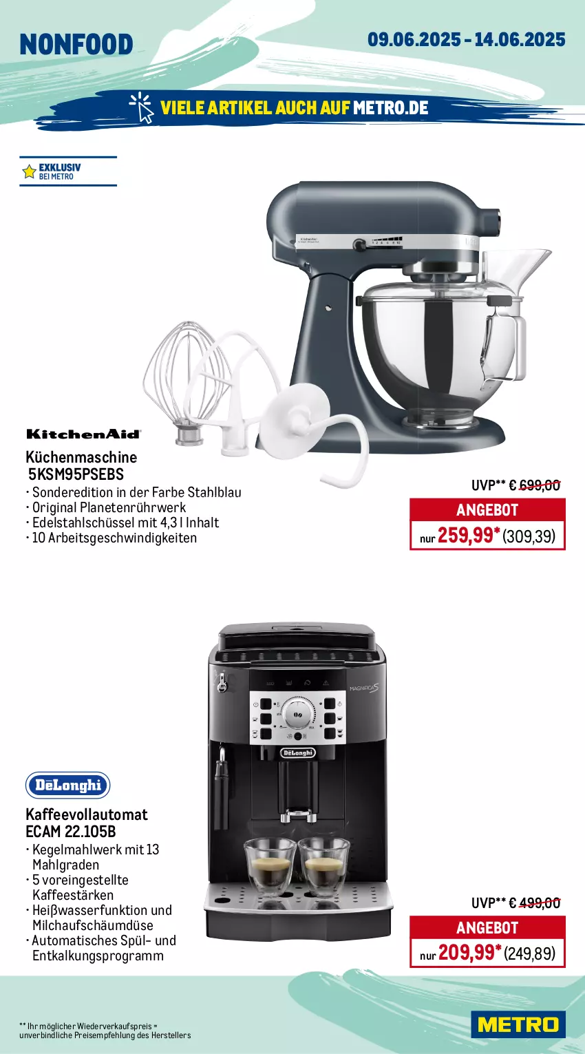 Aktueller Prospekt Metro - Wochen-Angebote - von 09.06 bis 14.06.2025 - strona 19 - produkty: angebot, auto, burger, edelstahl, eis, elle, geschirr, gin, grill, grillplatte, hamburger, kaffee, kaffeevollautomat, kontaktgrill, küche, Küchen, Küchenhelfer, küchenmaschine, latte, LG, Metro, mikrowelle, milch, Ofen, pasta, Pinzette, reis, rwe, schüssel, snack, spülmaschinen, teller, thermometer, Ti, tisch, Waffeleisen, wasser