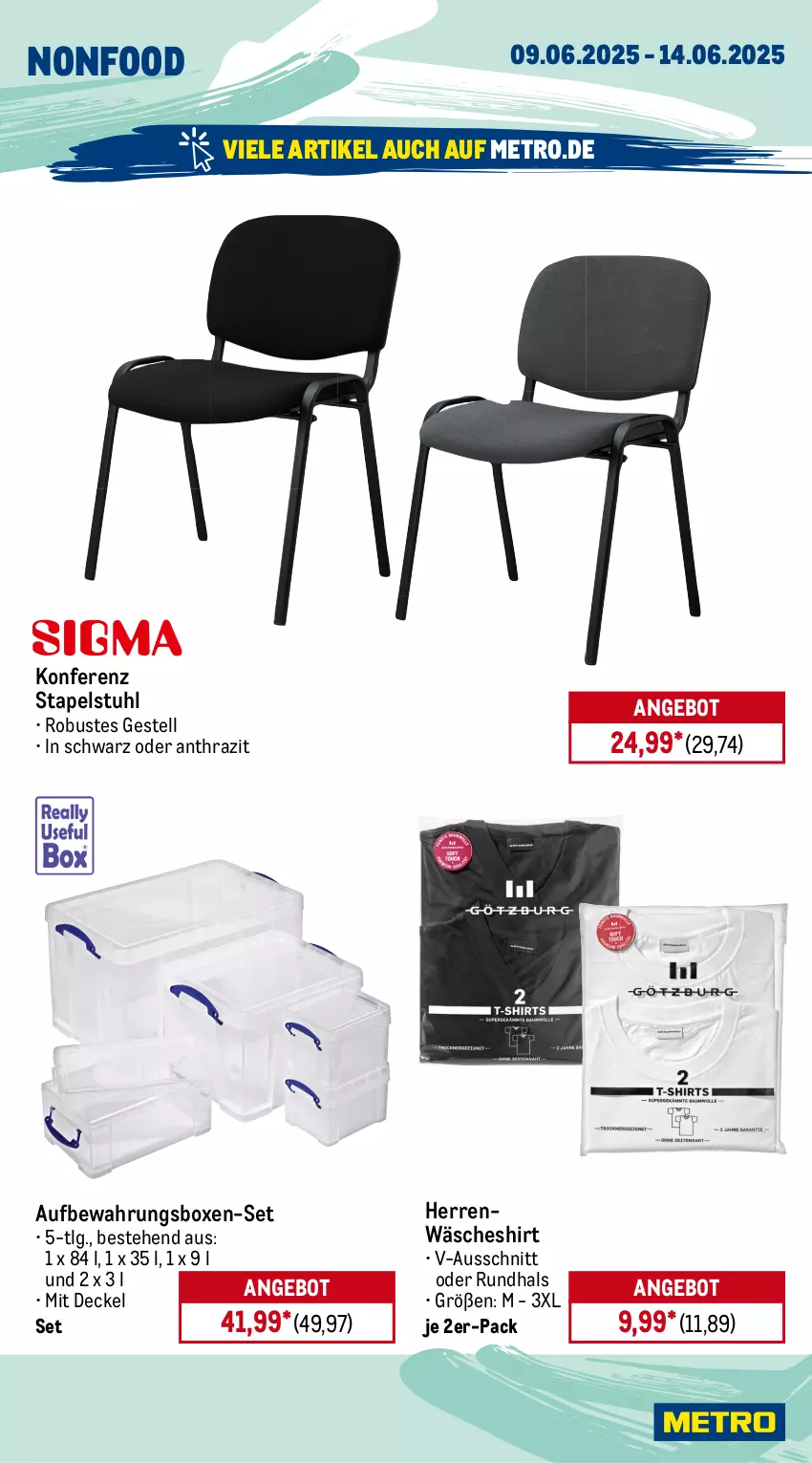 Aktueller Prospekt Metro - Wochen-Angebote - von 09.06 bis 14.06.2025 - strona 22 - produkty: angebot, aufbewahrungsbox, decke, Deckel, LG, Metro, shirt, stapelstuhl, stuhl, Ti