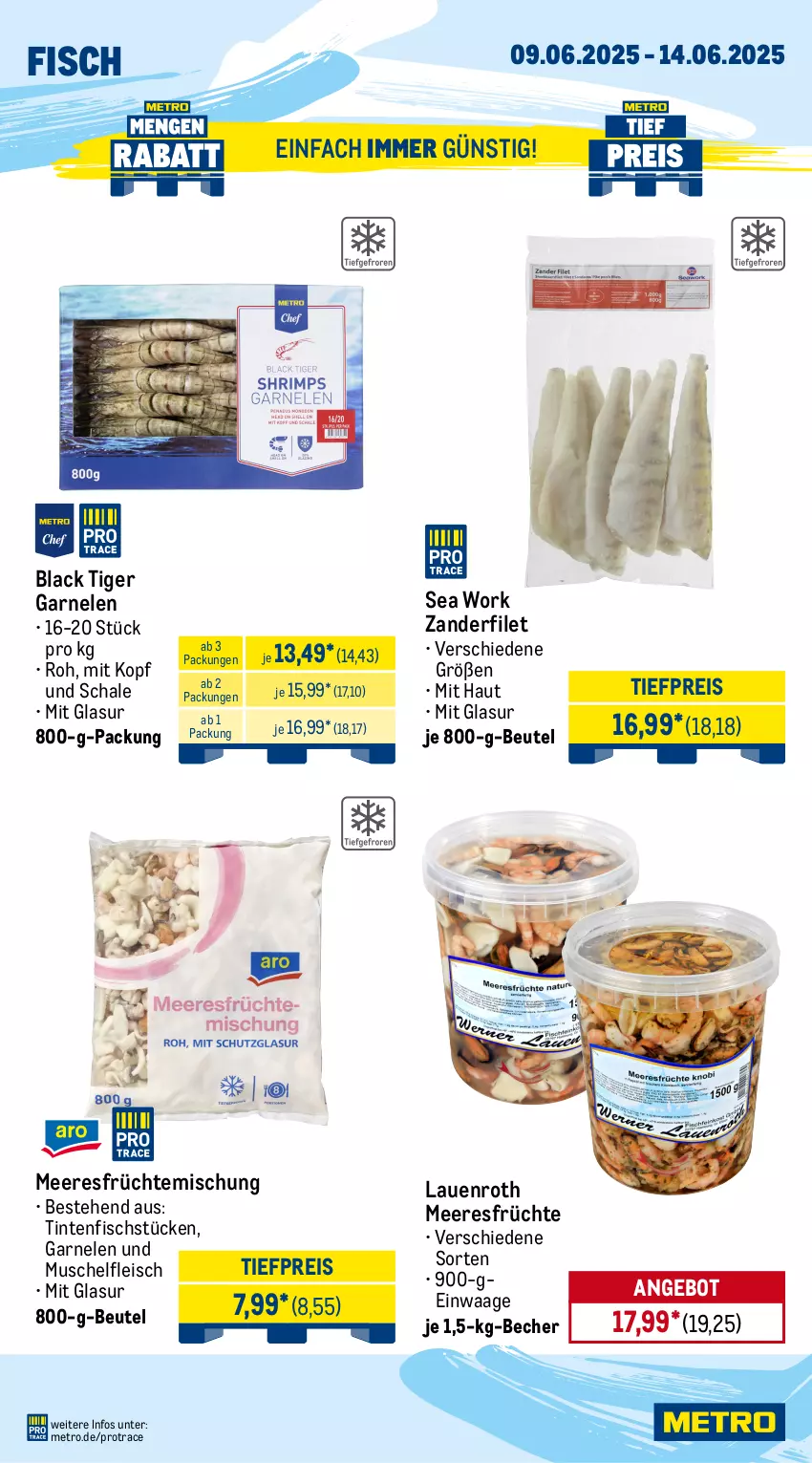 Aktueller Prospekt Metro - Wochen-Angebote - von 09.06 bis 14.06.2025 - strona 6 - produkty: angebot, aprikose, aprikosen, Becher, beere, beeren, beutel, eis, erdbeere, erdbeeren, filet, fisch, fleisch, früchte, garnelen, heidelbeere, heidelbeeren, lack, meeresfrüchte, melone, melonen, Metro, obst, reis, Schal, Schale, Ti, tiefpreis, Waage, Zander