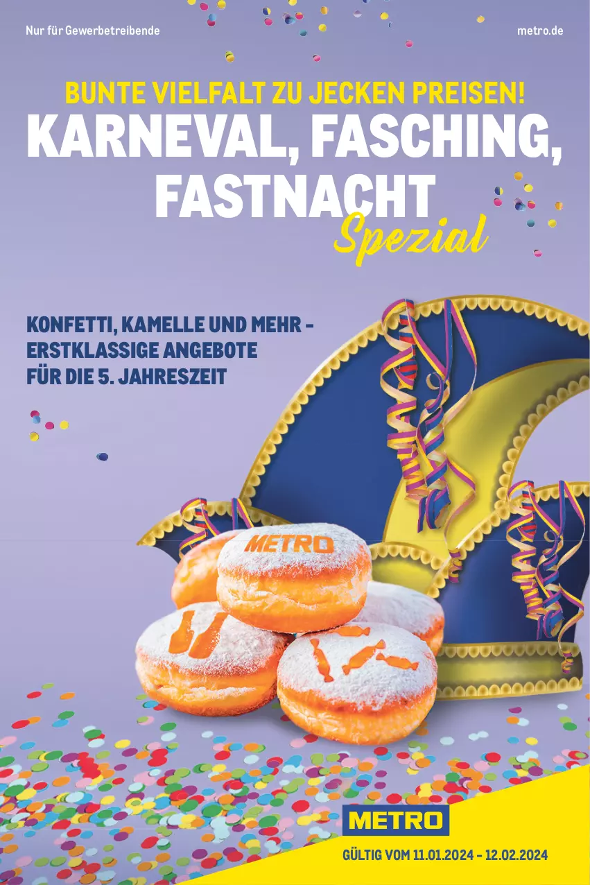 Aktueller Prospekt Metro - Karneval, Fasching, Fastnacht Spezial - von 11.01 bis 12.02.2024 - strona 1 - produkty: angebot, angebote, eis, elle, Metro, reis, Spezi, Ti