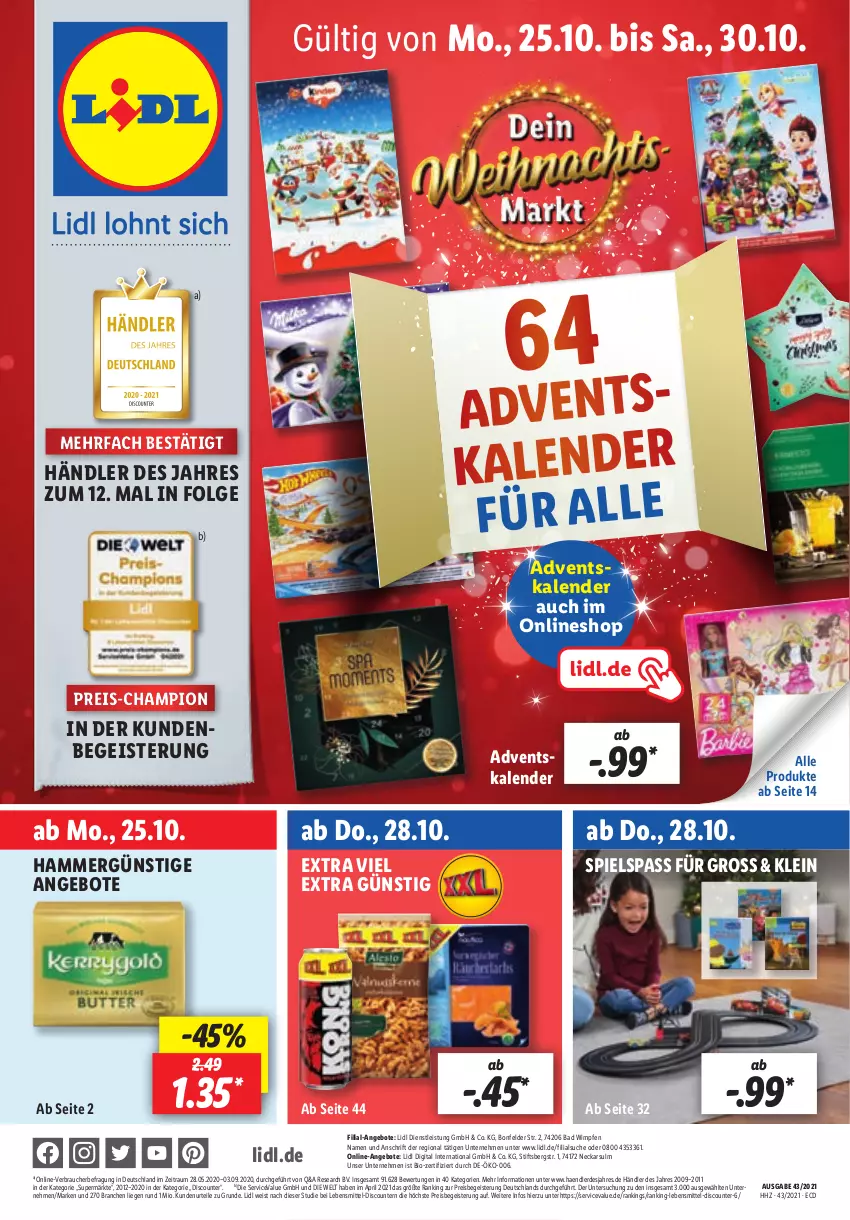 Aktueller Prospekt Lidl - Aktionsprospekt - von 25.10 bis 30.10.2021 - strona 1