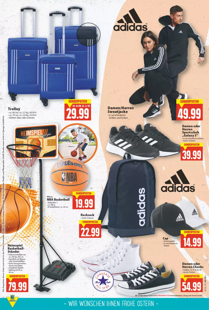 Aktueller Prospekt E Center - Angebote der Woche - von 11.04 bis 16.04.2022 - strona 17 - produkty: angebot, angebote, ball, braun, Cap, Jacke, LG, ring, rucksack, sac, sonderposten, Sport, sweatjacke, Ti, trolley, wasser