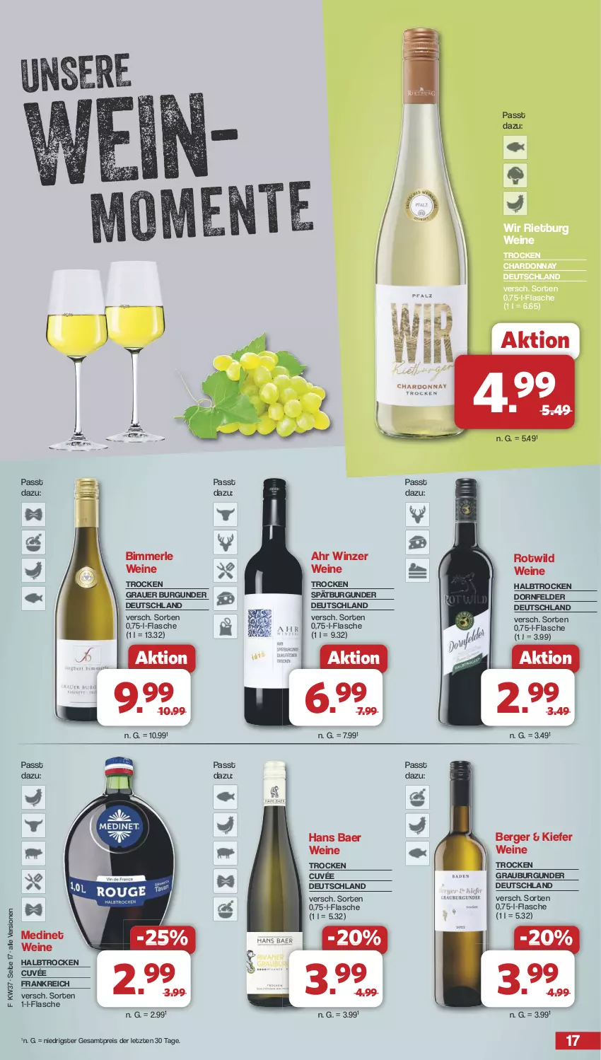 Aktueller Prospekt Famila - Prospekte - von 09.09 bis 14.09.2024 - strona 17 - produkty: auer, Berger, burgunder, chardonnay, cuvée, dornfelder, eis, flasche, grauburgunder, grauer burgunder, medinet, merl, reis, spätburgunder, Ti, wein, weine, Wild, ZTE