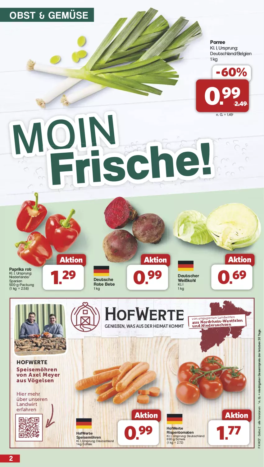 Aktueller Prospekt Famila - Prospekte - von 09.09 bis 14.09.2024 - strona 2 - produkty: axe, eis, LG, möhren, obst, paprika, paprika rot, reis, rispentomaten, rote bete, sac, Schal, Schale, speisemöhren, Ti, tomate, tomaten, Weißkohl, ZTE