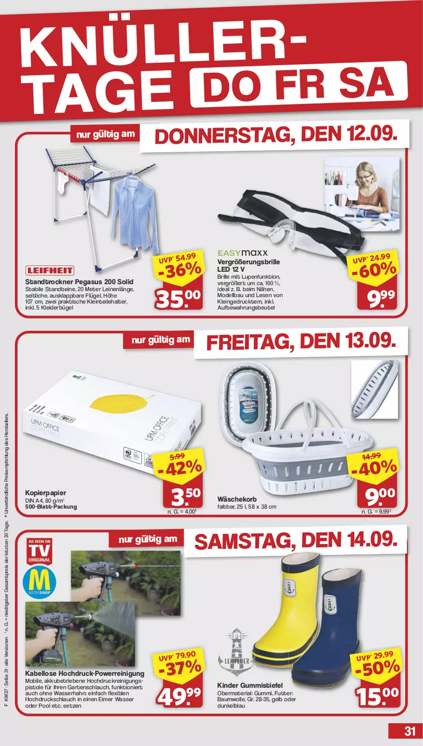 Aktueller Prospekt Famila - Prospekte - von 09.09 bis 14.09.2024 - strona 31 - produkty: akku, asus, Bau, baumwolle, beutel, Brille, bügel, dell, din a4, eimer, eis, elle, Garten, gartenschlauch, Gummistiefel, Kinder, kleid, kleider, kleiderbügel, kopierpapier, korb, leine, Mode, papier, pool, Reinigung, reis, Ria, schlauch, teller, Ti, tisch, Trockner, wäschekorb, wasser, wolle, ZTE