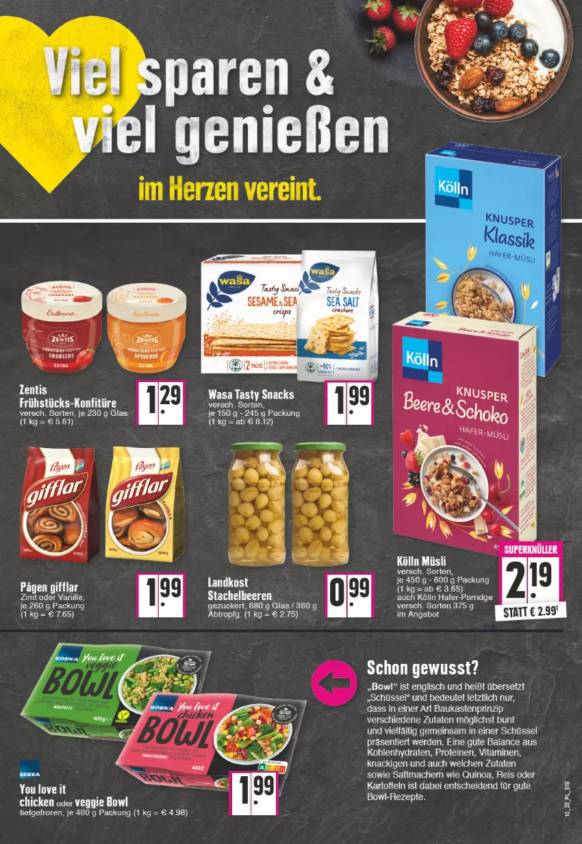 Aktueller Prospekt E Center - Angebote der Woche - von 06.03 bis 11.03.2023 - strona 19 - produkty: angebot, Bau, beere, beeren, eis, erde, hafer, kartoffel, kartoffeln, kölln, mac, müsli, ndk, porridge, quinoa, reis, schüssel, sesam, snack, snacks, Stachelbeeren, Ti, vanille, veggie, wasa, Yo, zentis, zucker