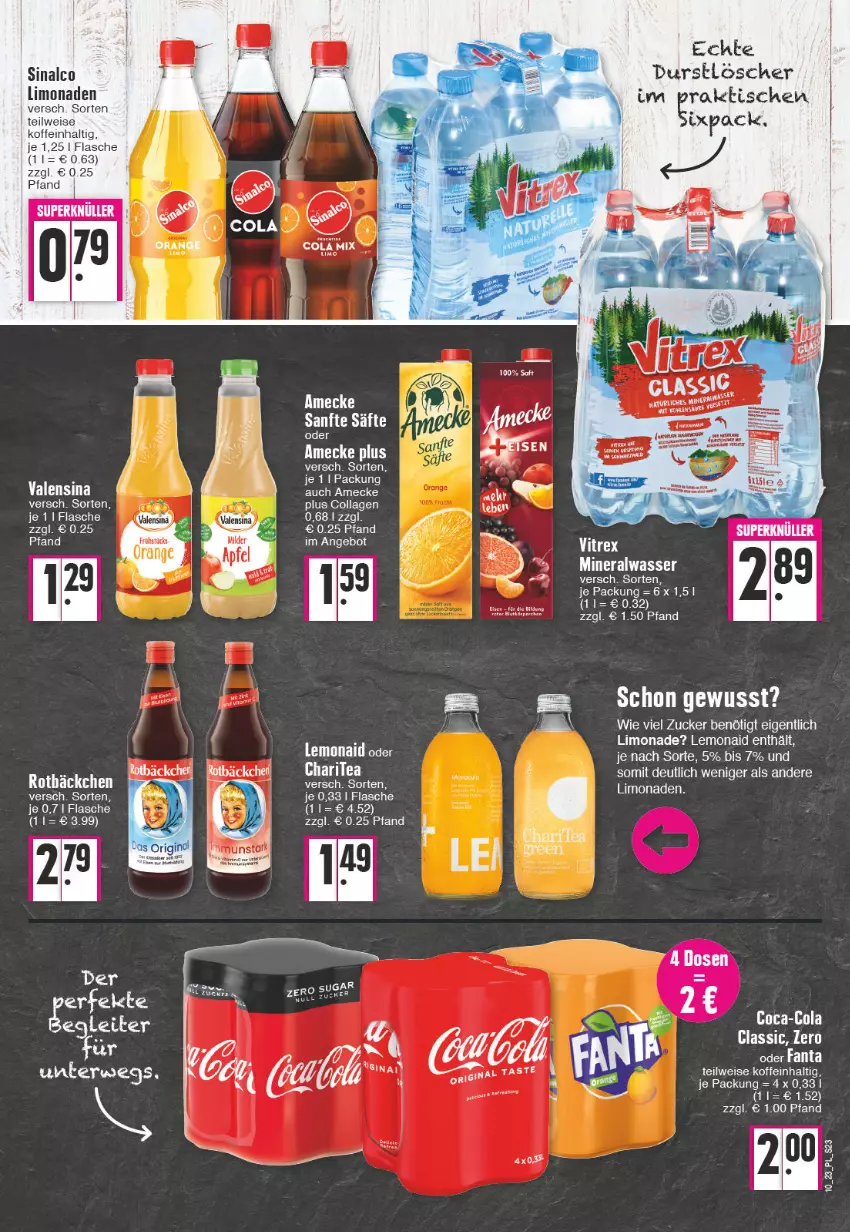 Aktueller Prospekt E Center - Angebote der Woche - von 06.03 bis 11.03.2023 - strona 23 - produkty: Alwa, amecke, angebot, cola, Collagen, durstlöscher, eis, flasche, limo, limonade, limonaden, mineralwasser, rwe, säfte, tee, Ti, valensina, wasser, zucker