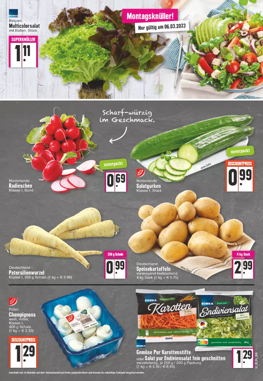 Aktueller Prospekt E Center - Angebote der Woche - von 06.03 bis 11.03.2023 - strona 9 - produkty: ball, champignon, champignons, discount, eis, erde, gurke, gurken, karotten, LG, petersilie, radieschen, reis, sac, salat, Salatgurke, salatgurken, Schal, Schale, stifte, Ti