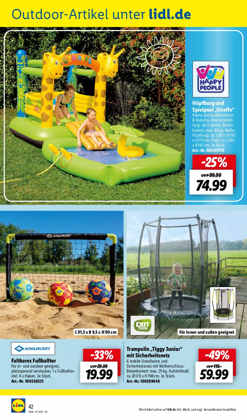 Aktueller Prospekt Lidl - Aktuelle Onlineshop-Highlights - von 01.07 bis 31.07.2022 - strona 42 - produkty: ball, Fußball, Hüpfburg, ndk, pool, Ti, Trampolin