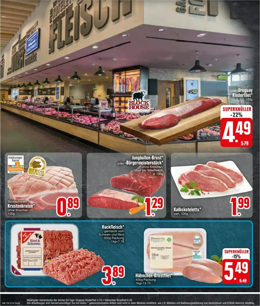 Aktueller Prospekt Edeka - Prospekte - von 15.07 bis 20.07.2024 - strona 14 - produkty: Abtei, brustfilet, deka, eis, ente, filet, fleisch, hackfleisch, hähnchen-brustfilet, K2, kalbskotelett, kotelett, reis, rind, rinder, rinderfilet, schwein, schwein und rind, Ti, wein, ZTE