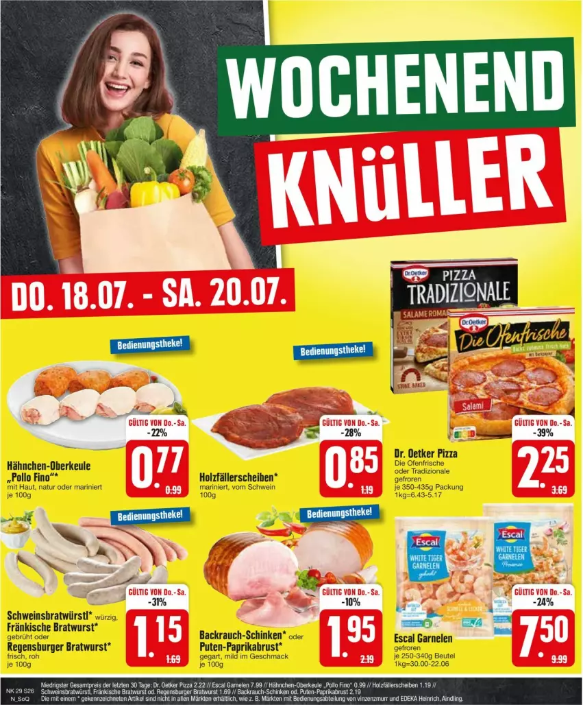 Aktueller Prospekt Edeka - Prospekte - von 15.07 bis 20.07.2024 - strona 26 - produkty: beutel, bratwurst, die ofenfrische, Dr. Oetker, escal, garnelen, Holz, mac, natur, Ofen, paprika, pizza, Pollo Fino, pute, Rauch, schinken, schwein, tee, Ti, tradizionale, wein, wurst