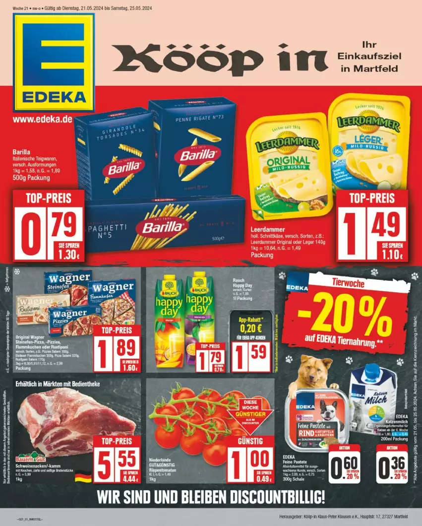 Aktueller Prospekt Edeka - Prospekte - von 20.05 bis 25.05.2024 - strona 1 - produkty: barilla, deka, Käse, leerdammer, schnittkäse, teigwaren, Ti