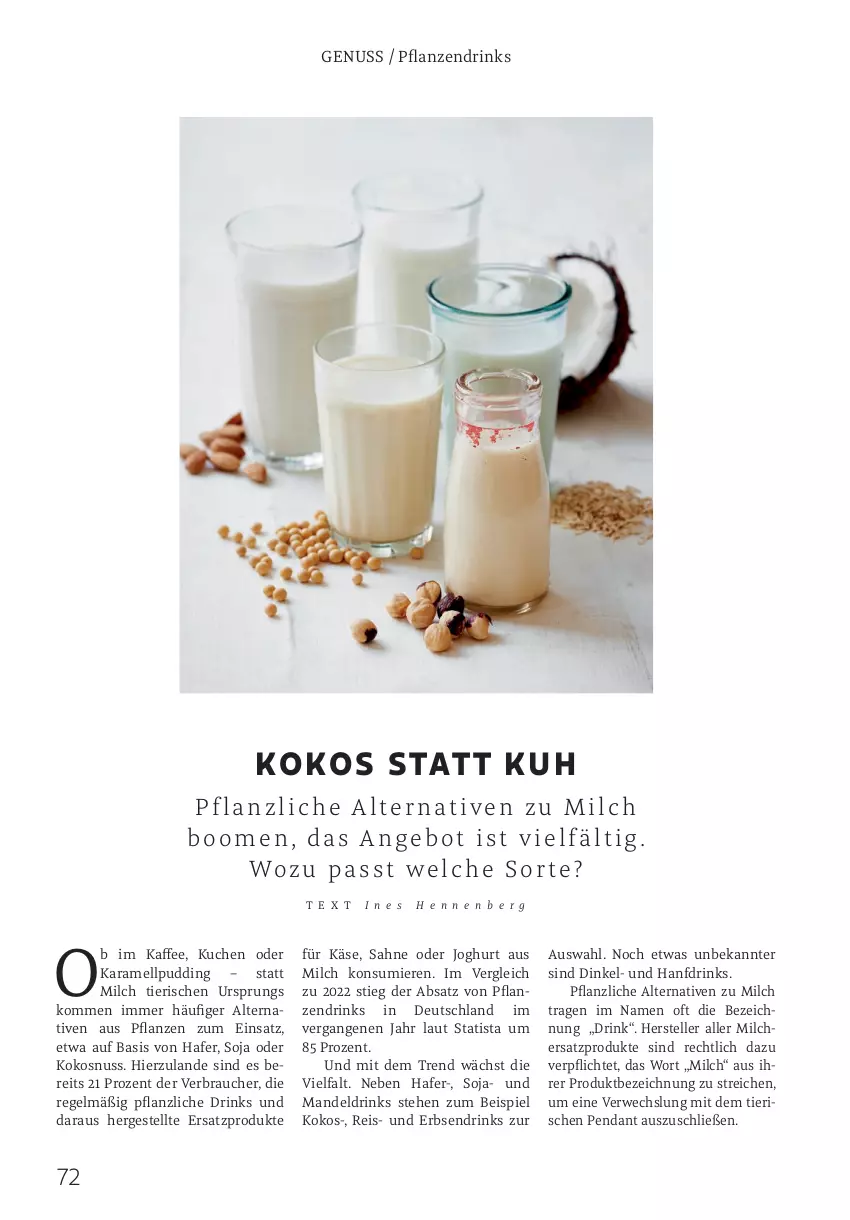 Aktueller Prospekt Rossmann - Prospekte - von 06.01 bis 31.01.2025 - strona 72 - produkty: angebot, drink, drinks, eis, elle, erbsen, hafer, joghur, joghurt, kaffee, karamell, Käse, kokos, kokosnuss, kuchen, mandel, Mandeldrink, milch, nuss, pflanze, pflanzen, Pflanzliche Drink, pudding, Rauch, reis, rwe, sahne, soja, teller, Ti