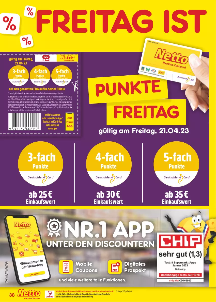 Aktueller Prospekt Netto Marken-Discount - Filial-Angebote - von 17.04 bis 22.04.2023 - strona 38 - produkty: bestpreis, buch, coupon, coupons, deutschlandcard, discount, eduscho, eis, elle, erde, guthabenkarte, gutschein, gutscheine, mac, marken-discount, milch, ndk, Rauch, reis, Tchibo, Ti