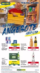 Gazetka promocyjna Metro - Wochen-Angebote Händler - Gazetka - ważna od 14.06 do 14.06.2025 - strona 1 - produkty: abholpreise, angebot, angebote, bacardi, bacardi rum, coupon, drink, eis, energy drink, flasche, getränk, getränke, granini, ilag, jever, Metro, Palette, Rauch, red bull, reis, rum, rwe, saft, Ti, tiefpreis