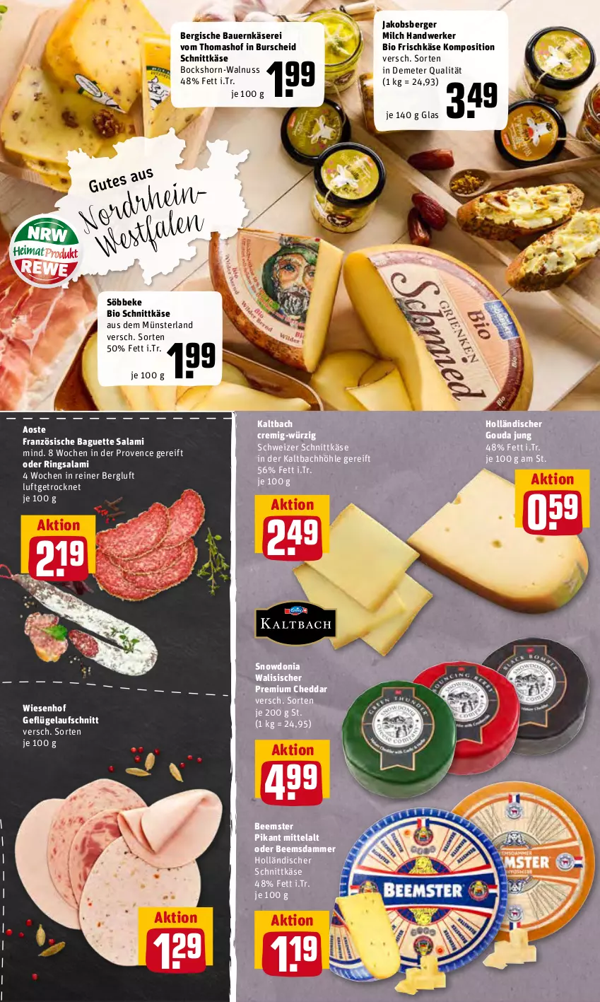 Aktueller Prospekt Rewe - REWE Ihr Kaufpark - von 13.06 bis 18.06.2022 - strona 7 - produkty: auer, aufschnitt, baguette, Bau, Bauer, Beemster, Berger, bio, cheddar, frischkäse, Geflügel, gouda, gouda jung, holländischer schnittkäse, jako, Käse, milch, nuss, ring, salami, schnittkäse, schweizer schnittkäse, söbbeke, Ti, walnuss, wiesenhof