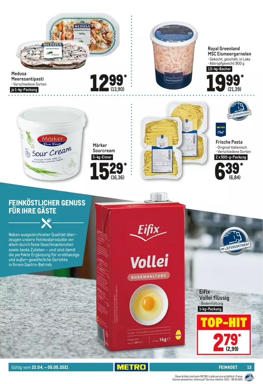 Aktueller Prospekt Metro - GastroJournal - von 22.04 bis 05.05.2021 - strona 13 - produkty: antipasti, asti, Becher, eimer, eis, feinkost, Frische Pasta, garnelen, gin, lieferservice, mac, Metro, nuss, pasta, reis, resa, Ti