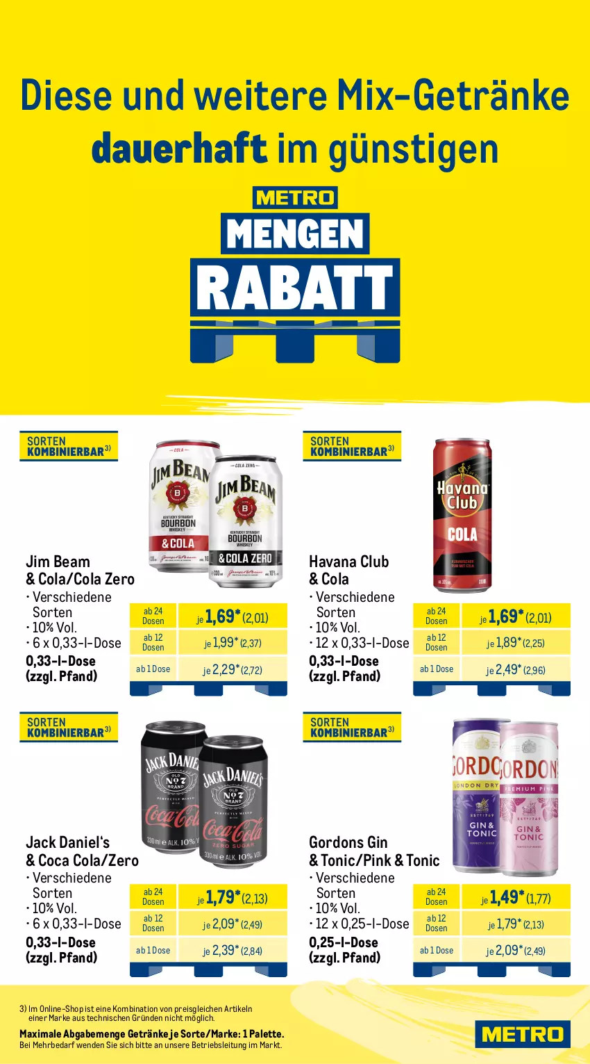 Aktueller Prospekt Metro - Wochen-Angebote Händler - von 11.08 bis 16.08.2025 - strona 6 - produkty: auer, cola, eis, getränk, getränke, gin, gordon, gordons, Havana Club, jack daniel, jim beam, Palette, reis, Ti, tonic