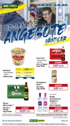 Gazetka promocyjna Metro - Wochen-Angebote Händler - Gazetka - ważna od 16.08 do 16.08.2025 - strona 1 - produkty: abholpreise, angebot, angebote, coca-cola, cola, eis, flasche, getränk, getränke, Gorbatschow, gösser, ilag, krombache, krombacher, Metro, natur, Palette, radler, raspberry, Rauch, reis, rwe, Spezi, Ti, tiefpreis, wodka