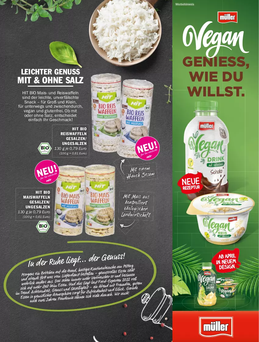 Aktueller Prospekt Hit - Prospekte - von 01.03 bis 30.04.2022 - strona 11 - produkty: asti, bio, eis, eiswaffeln, elle, mac, mais, Maiswaffeln, nuss, pril, reis, Reiswaffeln, rezept, rwe, salz, snack, Ti, waffeln