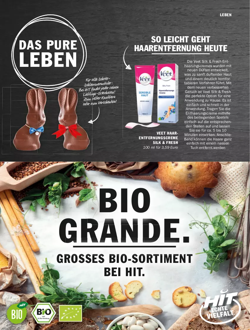 Aktueller Prospekt Hit - Prospekte - von 01.03 bis 30.04.2022 - strona 15 - produkty: bio, creme, elle, erde, Haarentfernung, Heu, Liege, schoko, tender, Ti, tuc, veet, WICK