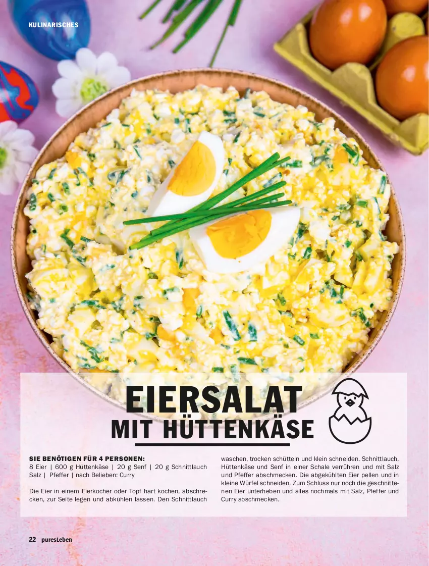 Aktueller Prospekt Hit - Prospekte - von 01.03 bis 30.04.2022 - strona 22 - produkty: curry, eier, Eierkocher, eiersalat, elle, Käse, Kocher, leine, pfeffer, salat, salz, Schal, Schale, schnitten, schnittlauch, senf, Ti, topf, würfel