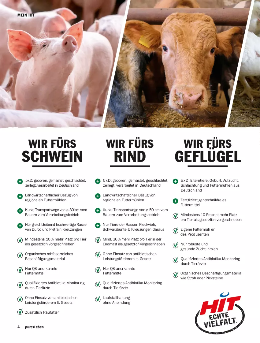 Aktueller Prospekt Hit - Prospekte - von 01.03 bis 30.04.2022 - strona 4 - produkty: auer, Bau, Bauer, bio, eis, ente, Geflügel, monitor, Ria, rind, ring, schwein, Sport, Ti, Tiere, tisch, wein, ZTE