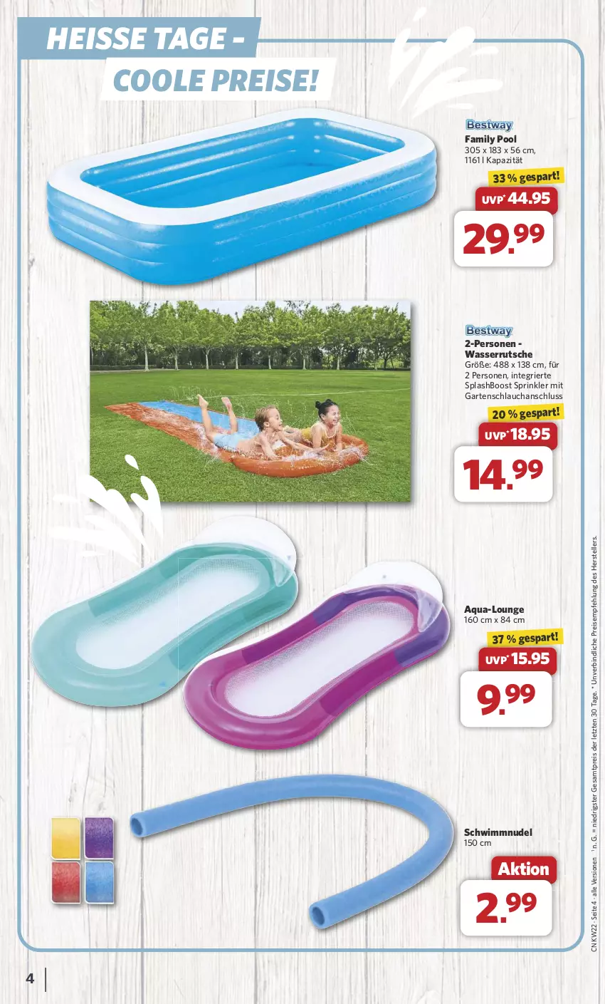 Aktueller Prospekt Combi - Prospekte - von 27.05 bis 01.06.2024 - strona 4 - produkty: aqua, eis, elle, family pool, Garten, gartenschlauch, nudel, pool, reis, schlauch, Schwimmnudel, teller, Ti, wasser, wasserrutsche, ZTE