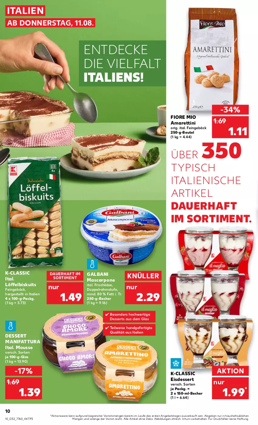 Aktueller Prospekt Kaufland - von 11.08 bis 17.08.2022 - strona 10 - produkty: angebot, auer, Becher, beutel, decke, dessert, desserts, doppelrahmstufe, eis, frischkäse, galbani, Käse, Löffel, Löffelbiskuits, mascarpone, mousse, Ti, ZTE