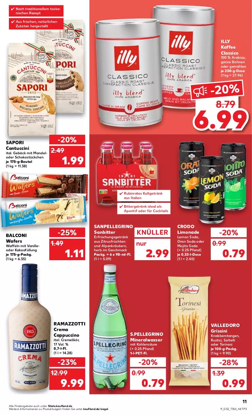 Aktueller Prospekt Kaufland - von 11.08 bis 17.08.2022 - strona 11 - produkty: Alcon, Alwa, angebot, angebote, aperitif, beutel, bohne, bohnen, cantuccini, Cap, cappuccino, cin, classico, cocktail, cocktails, creme, elle, erfrischungsgetränk, früchte, früchten, getränk, grissini, kaffee, kakao, kräuter, kräutern, likör, limo, limonade, mac, mandel, mineralwasser, mojito, rama, ramazzott, ramazzotti, rezept, Rubin, sanpellegrino, schoko, Soda, Ti, tuc, vanille, waffeln, wasser, zott