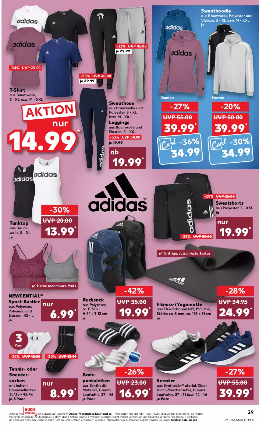 Aktueller Prospekt Kaufland - von 11.08 bis 17.08.2022 - strona 29 - produkty: Bad, Bau, baumwolle, eis, erde, gin, hose, leggings, ndk, pantolette, pantoletten, Rauch, Ria, rucksack, sac, schuhe, shirt, shorts, sneaker, sneakersocken, socken, Sport, Stier, Sweathose, sweatshorts, T-Shirt, tanktop, Ti, versandkostenfrei, wolle, Yo