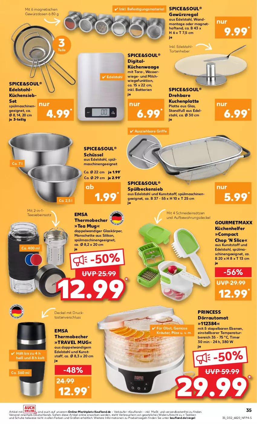 Aktueller Prospekt Kaufland - von 11.08 bis 17.08.2022 - strona 35 - produkty: auto, batterie, batterien, Becher, decke, Deckel, edelstahl, eis, emsa, erde, gefu, gewürz, Gewürzdose, gourmetmaxx, kräuter, küche, kuchen, Küchen, Küchenhelfer, Küchenwaage, latte, milch, ndk, obst, pilze, Rauch, regal, Ria, schuhe, schüssel, spülmaschinen, tee, Ti, timer, tisch, torte, travel mug, versandkostenfrei, Waage, wasser