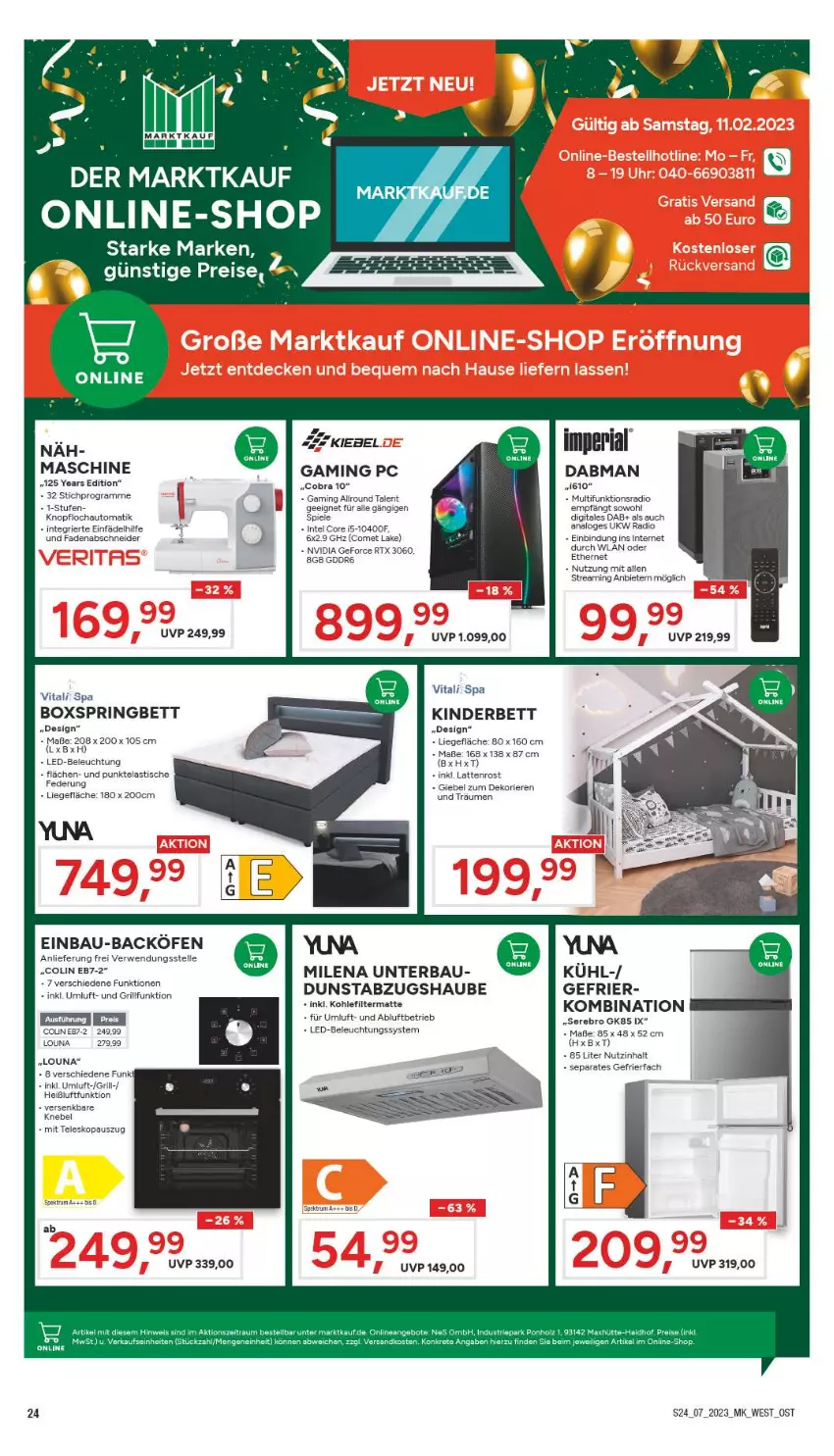 Aktueller Prospekt Marktkauf - Prospekt - von 12.02 bis 18.02.2023 - strona 24 - produkty: abzugshaube, asti, auto, Bau, beleuchtung, bett, boxspringbett, dunstabzug, dunstabzugshaube, elle, Gaming PC, geforce, gefrierfach, grill, HP, Intel, Kinder, Kinderbett, latte, lattenrost, led-beleuchtung, Liege, nvidia, nvidia geforce, Radio, Ria, ring, rtx, rum, rwe, Spiele, Teleskop, Ti, tisch, vita