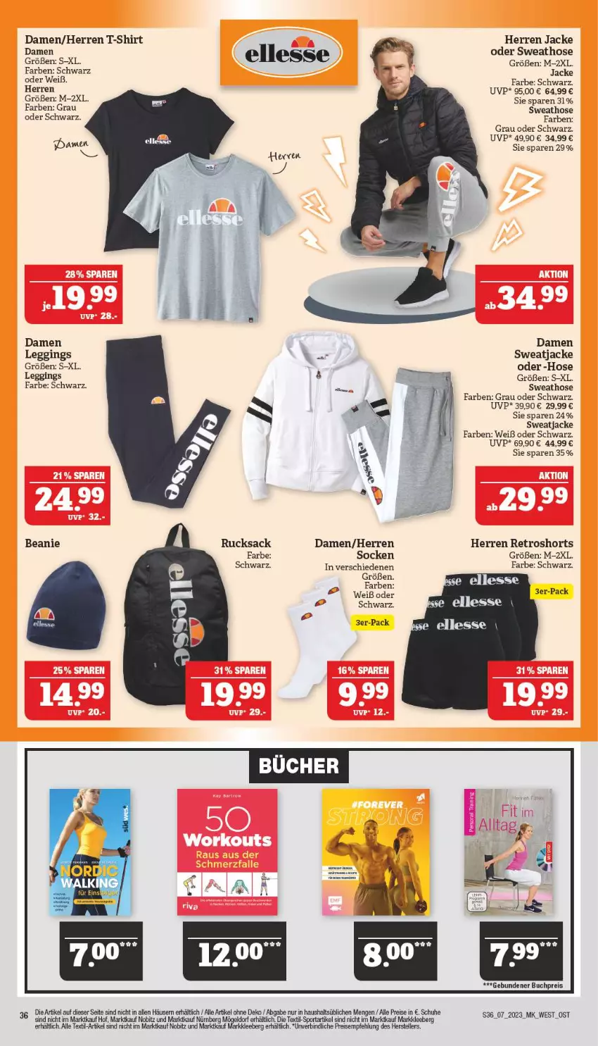 Aktueller Prospekt Marktkauf - Prospekt - von 12.02 bis 18.02.2023 - strona 36 - produkty: Beanie, buch, eis, elle, gin, hose, HP, Jacke, leggings, reis, retroshorts, rucksack, sac, schuhe, shirt, shorts, socken, Sport, Sweathose, sweatjacke, T-Shirt, teller, Ti