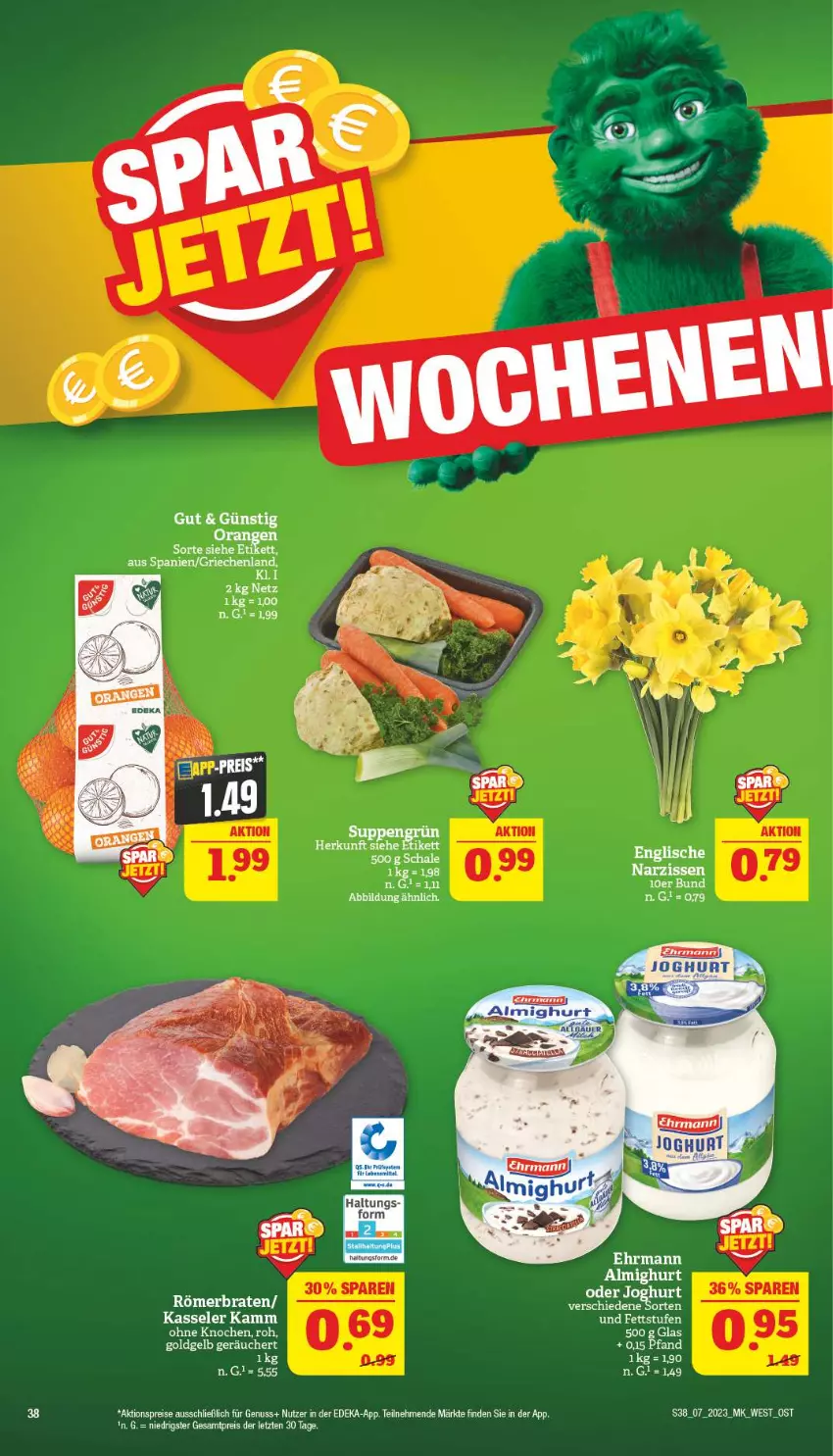 Aktueller Prospekt Marktkauf - Prospekt - von 12.02 bis 18.02.2023 - strona 38 - produkty: aktionspreis, almighur, almighurt, braten, deka, eis, joghur, joghurt, kasseler, Narzissen, nuss, orange, orangen, reis, ring, Schal, Schale, tee, Ti