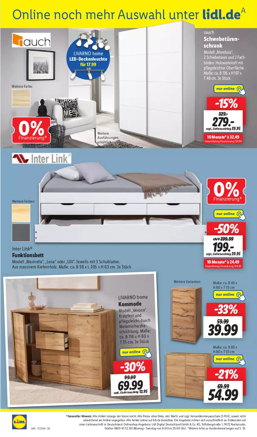 Aktueller Prospekt Lidl - Aktionsprospekt - von 22.04 bis 27.04.2024 - strona 32 - produkty: angebot, angebote, bett, decke, deckenleuchte, dell, eis, elle, Holz, kommode, led-deckenleuchte, Leuchte, Mode, ndk, Rauch, reis, rel, Ria, Schal, Schale, Schrank, schubladen, schwebetürenschrank, spiegel, telefon, Ti, türenschrank, uhr