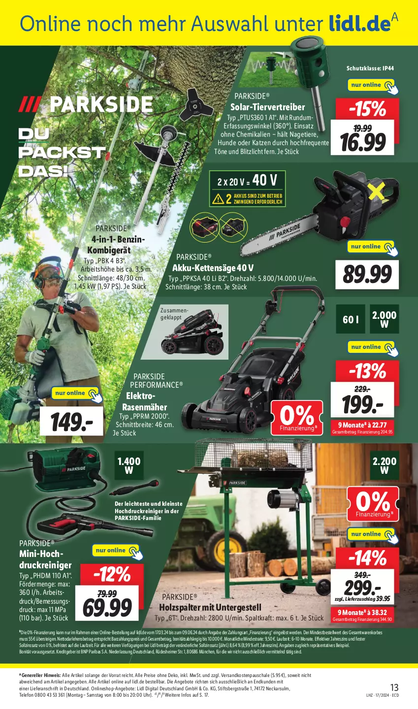 Aktueller Prospekt Lidl - Aktionsprospekt - von 22.04 bis 27.04.2024 - strona 59 - produkty: akku, angebot, angebote, bio, Brei, bürste, bürsten, eimer, eis, Elektro, elle, ente, erde, Garten, Germ, gsw, heckenschere, hochdruckreiniger, Holz, Holzspalter, Kette, korb, kraft, ladegerät, messer, ndk, Parkside, rasen, rasenmäher, rasentrimmer, reiniger, reis, rel, rum, säge, Schal, Schale, Schere, telefon, Ti, Tiere, Tiervertreiber, torte, uhr, weck, werkzeug