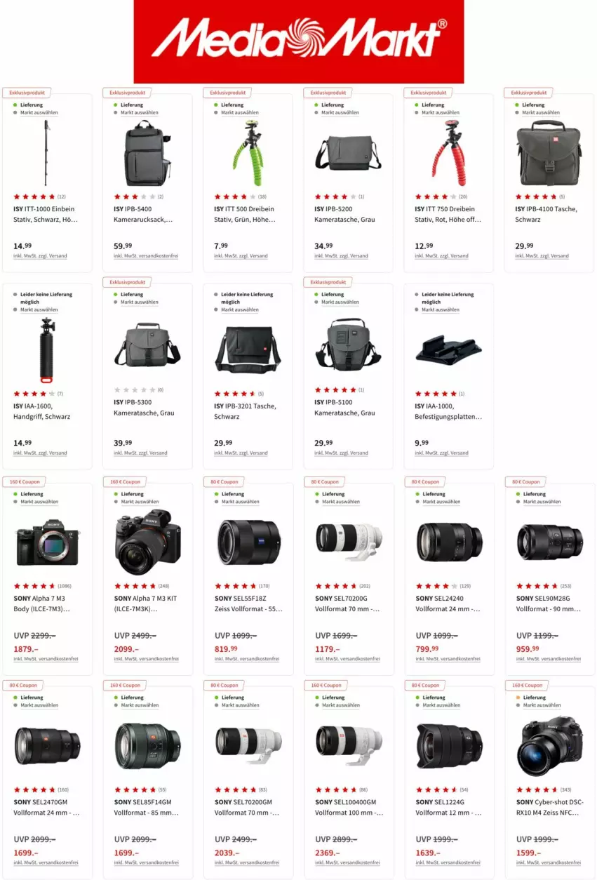 Aktueller Prospekt Media Markt - Prospekte - von 19.07 bis 03.08.2022 - strona 2 - produkty: body, bsf, coupon, eis, kamera, latte, ndk, rucksack, sac, sony, Tasche, Ti, versandkostenfrei