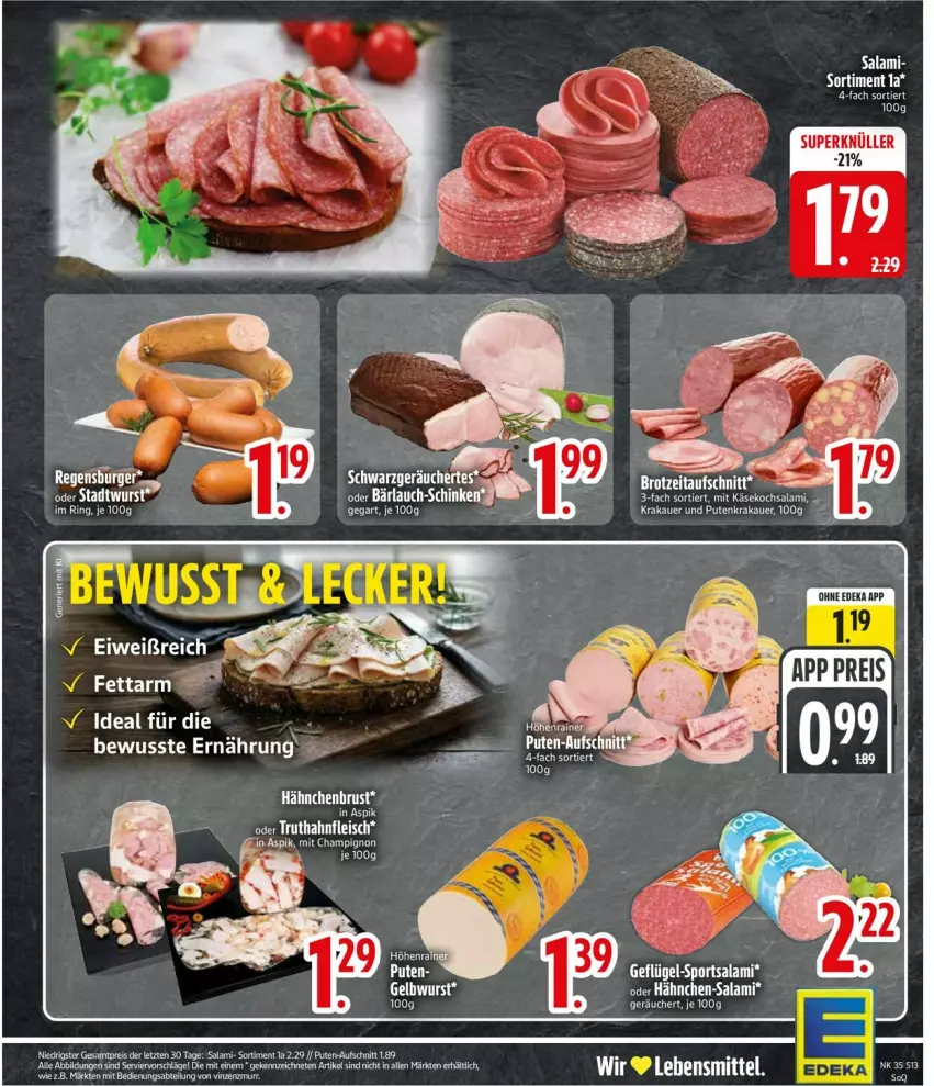 Aktueller Prospekt Edeka - Prospekte - von 24.08 bis 29.08.2026 - strona 15 - produkty: auer, aufschnitt, Bau, deka, eis, ente, Käse, krakauer, pute, reis, salami, Ti, wurst, ZTE